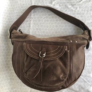Fossil brown leather with suede trim bag